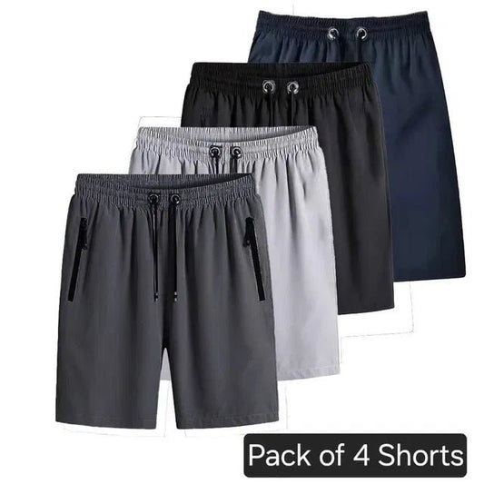 Combo of 4 Men's Stretchable Cotton Shorts - POLYFY