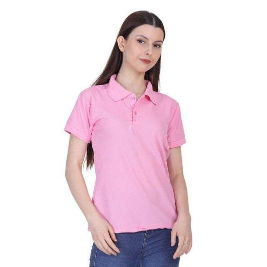 Ketex Pink Cotton Blend Polo Neck Tshirt - POLYFY