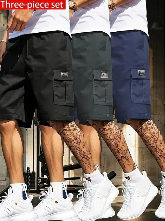 Men's Cotton Casual Cargo Shorts Pack of 3 - POLYFY